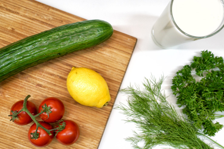 Kefir cucumber soup – a summerlike refreshing kefir recipe - the ingredients