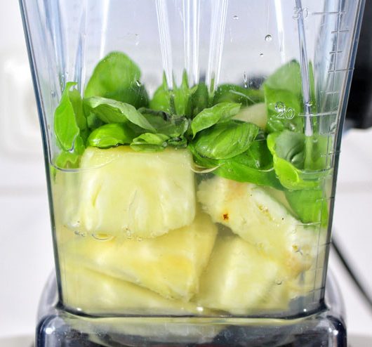 "Pineapple Kiss" Kefir Smoothie - a fresh and fruity Water Kefir drink with Pineapple and Basil - mixer