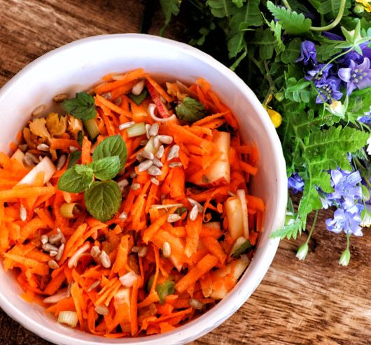 Karottensalat mit selbstgemachtem Kombuchadressing– ein leicht sommerliches Kombucharezept für heiße Tage- Hauptbild